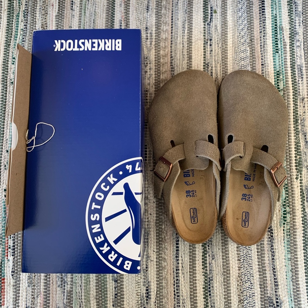New Birkenstock Boston Taupe Suede (38 regular)